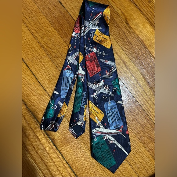 AIRPLANE TRAVEL STEVEN HARRIS SUIT DESIGNER NECKTIE TIE FREE SHIPPING - Picture 5 of 5